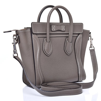 Celine Drummed Calfskin Nano Luggage Souris 3 of 10