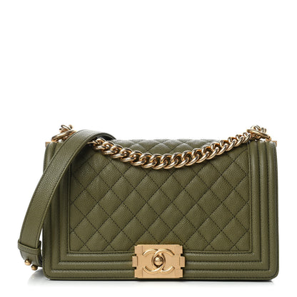 Chanel Caviar Quilted Medium Boy Flap Khaki 1 of 11