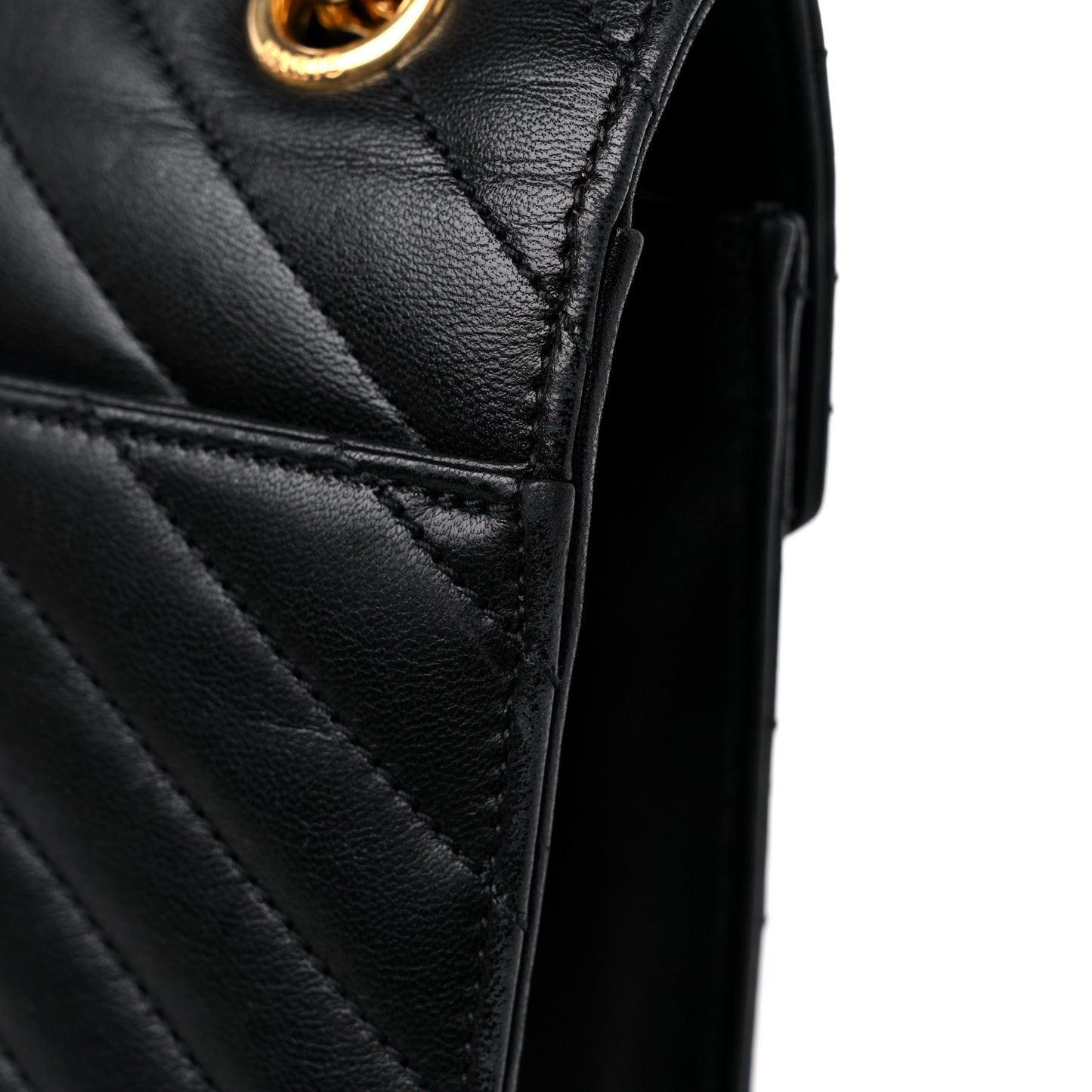 Grain De Poudre Matelasse Chevron Medium Monogram Satchel Black