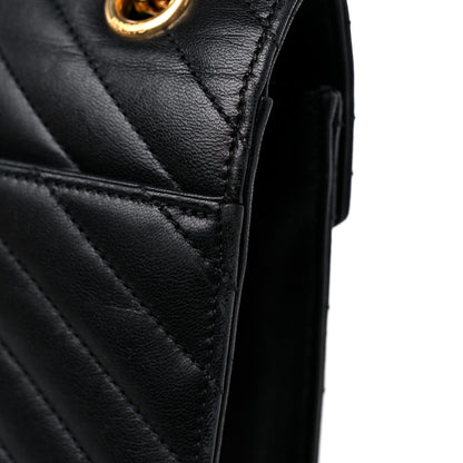 Saint Laurent Grain De Poudre Matelasse Chevron Medium Monogram Satchel Black 13 of 14