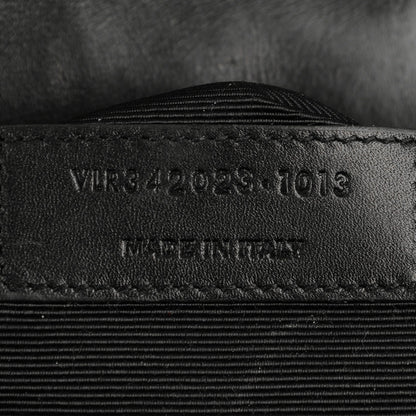 Saint Laurent Smooth Calfskin Matelasse Chevron Large Monogram Satchel Black 8 of 12