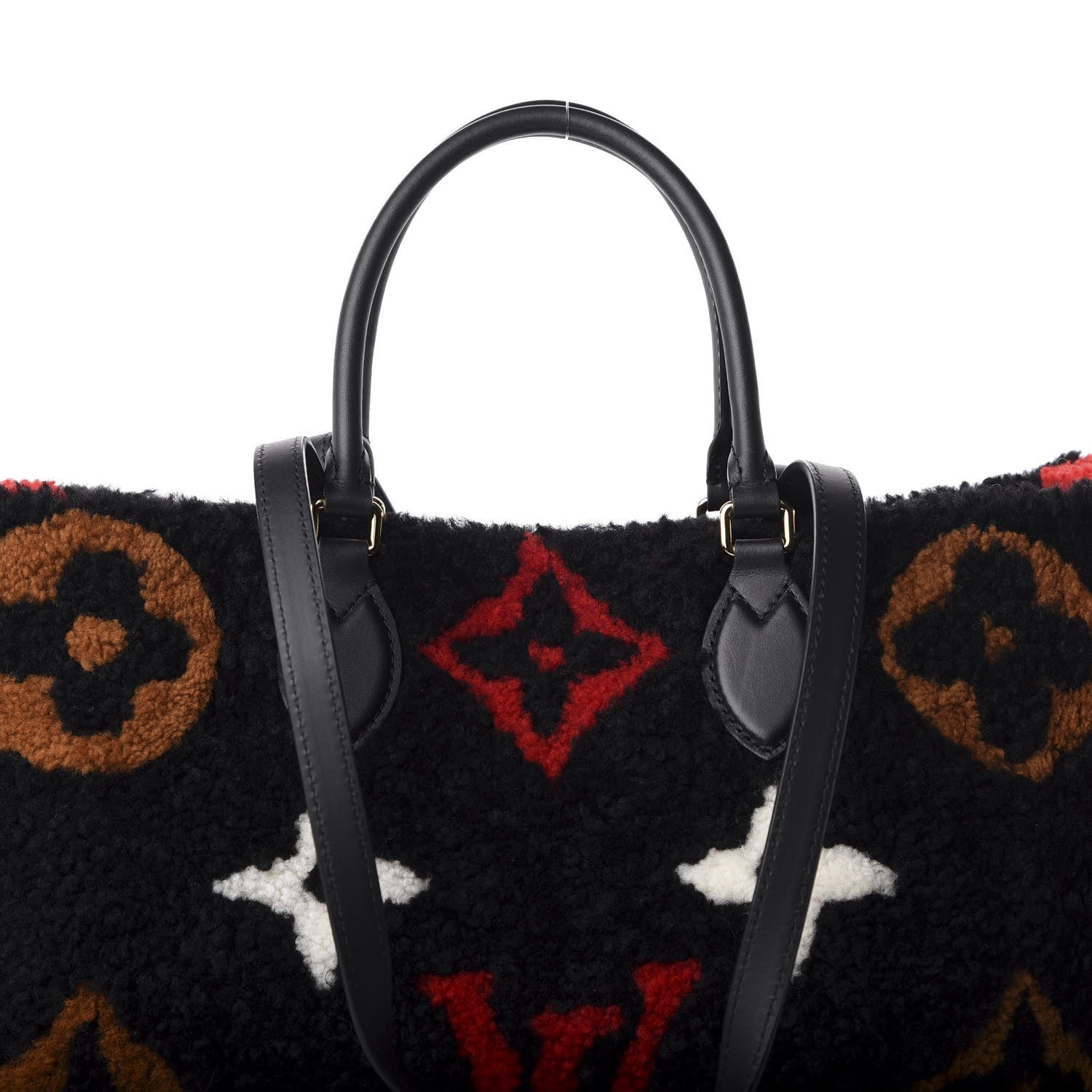 Louis Vuitton Shearling Monogram Giant Teddy Onthego GM Black Red 10 of 10