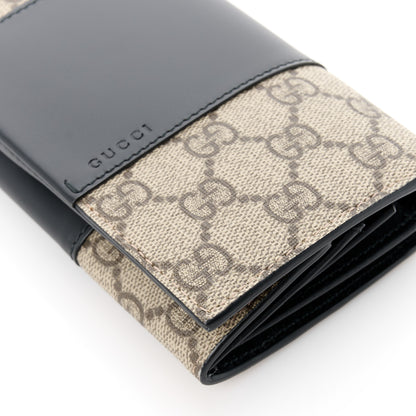 Gucci GG Supreme Monogram Selleria Calfskin Flap Wallet Beige Ebony Black 10 of 12