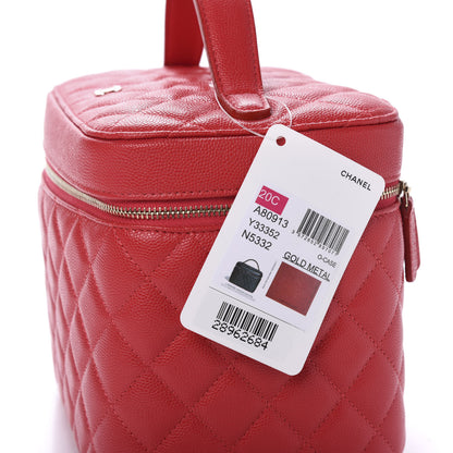 Chanel Grained Shiny Calfskin Quilted Large Vanity Pouch Red 11 of 11