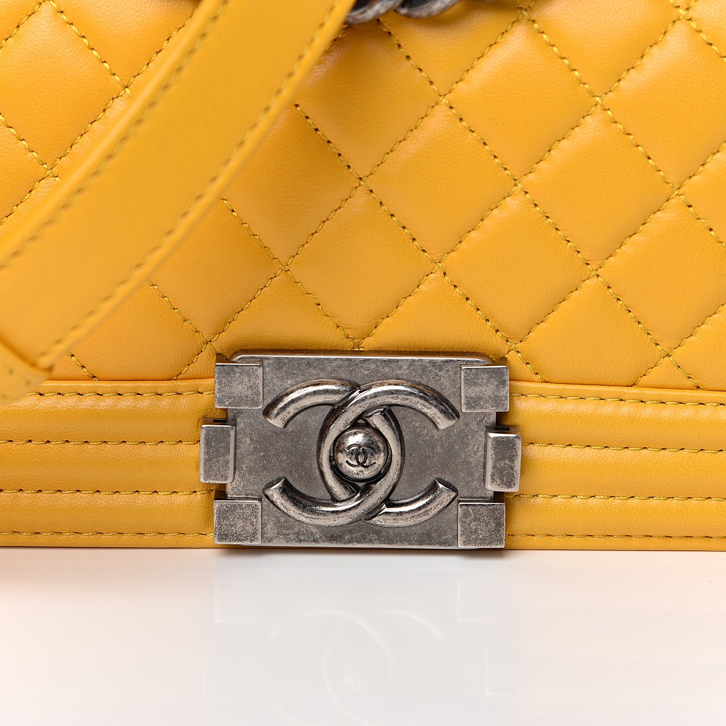 Lambskin Quilted Small Boy Flap Yellow