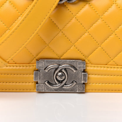 Chanel Lambskin Quilted Small Boy Flap Yellow 10 of 10
