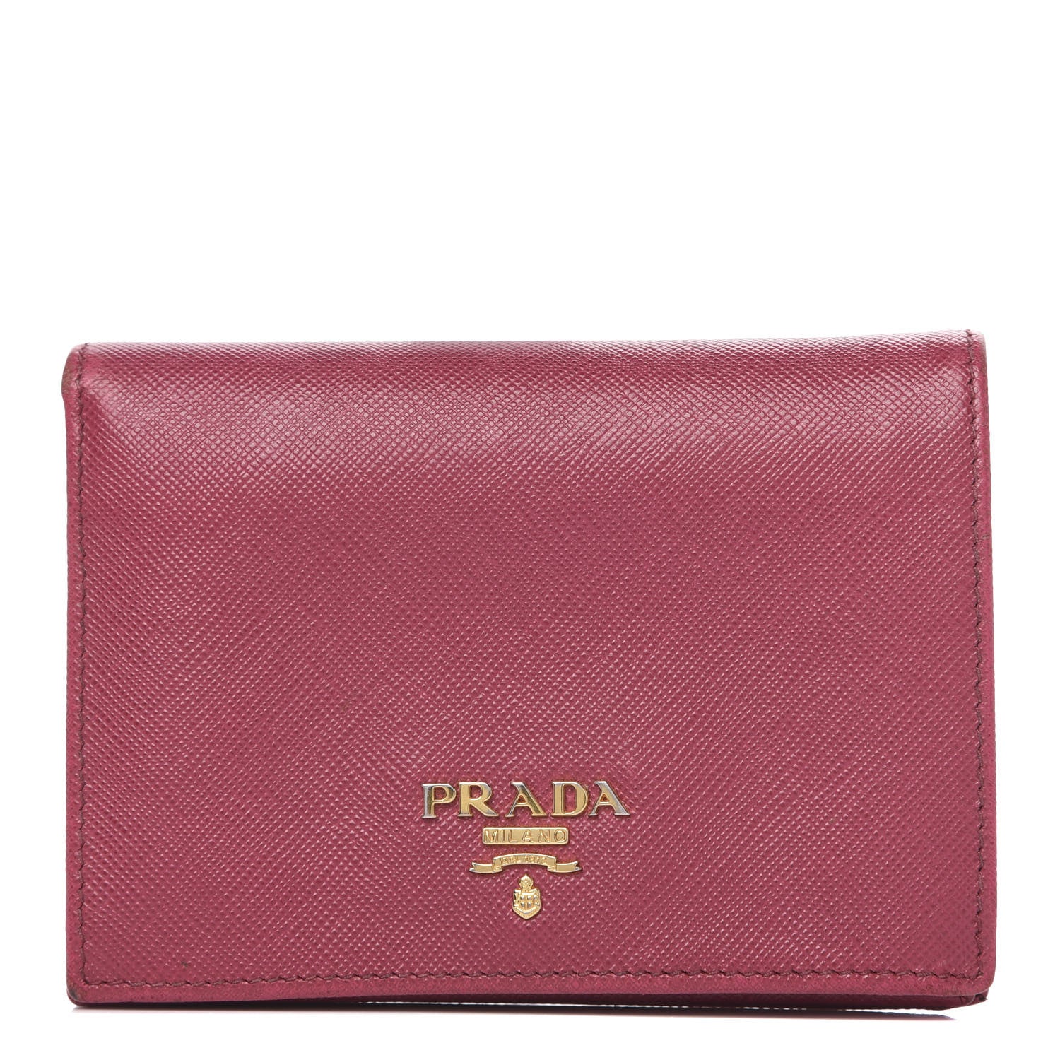 Prada Saffiano Metal Bi-Fold Wallet Ibisco 1 of 11