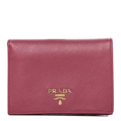 Prada Saffiano Metal Bi-Fold Wallet Ibisco 1 of 11