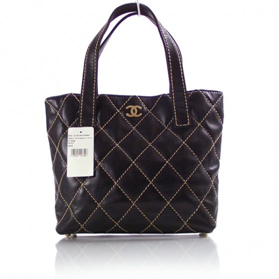 Leathter Quilted Surpique Tote Black