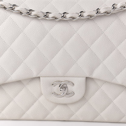 Chanel Caviar Quilted Jumbo Double Flap White 10 of 14