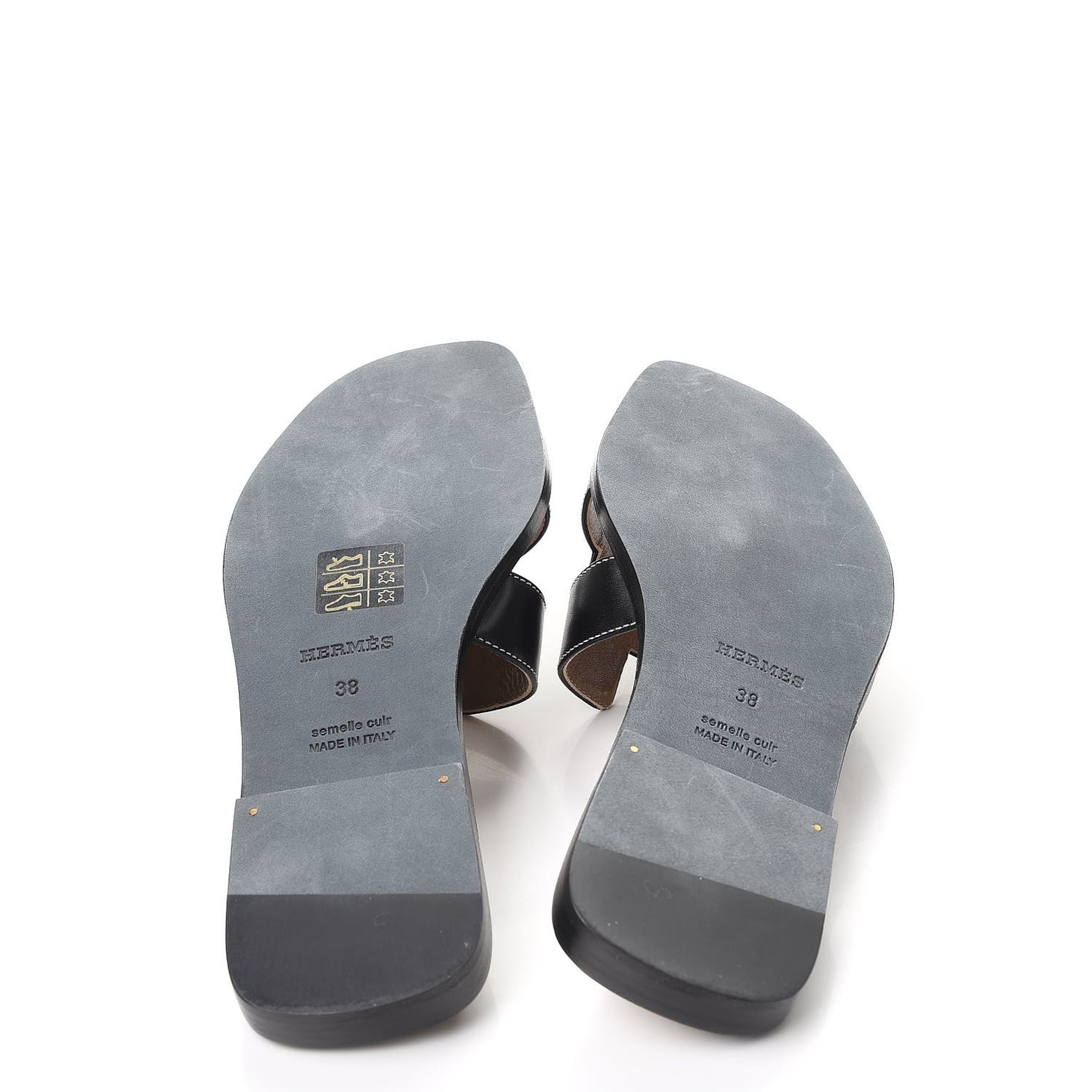 Box Calfskin Oran Sandals 38 Black