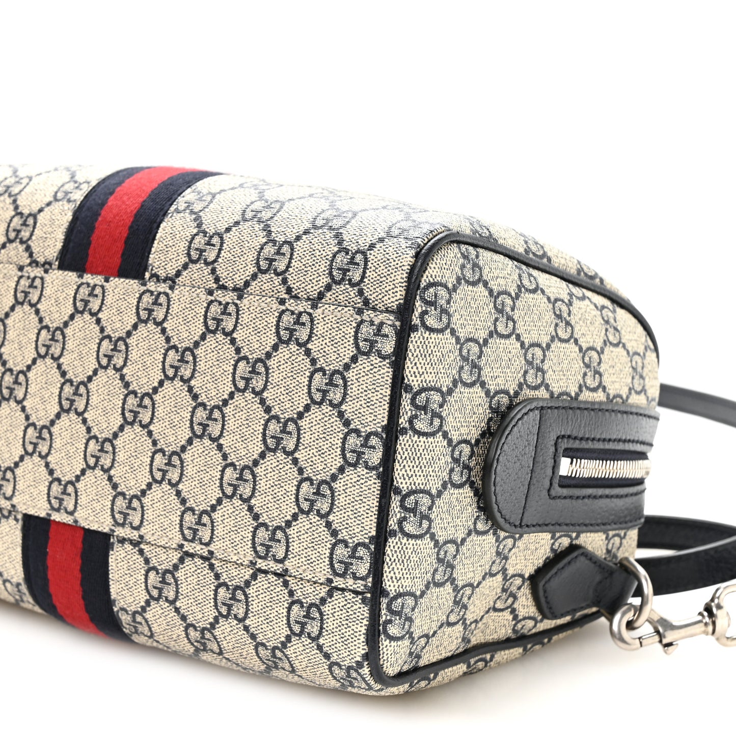 GG Supreme Monogram Web Small Ophidia Top Handle Bag Beige Blue