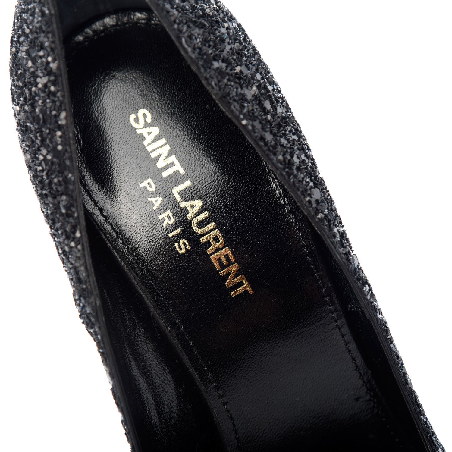 Saint Laurent Glitter Era Pumps 39.5 Black Silver 8 of 11