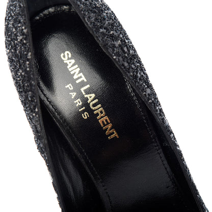 Saint Laurent Glitter Era Pumps 39.5 Black Silver 8 of 11