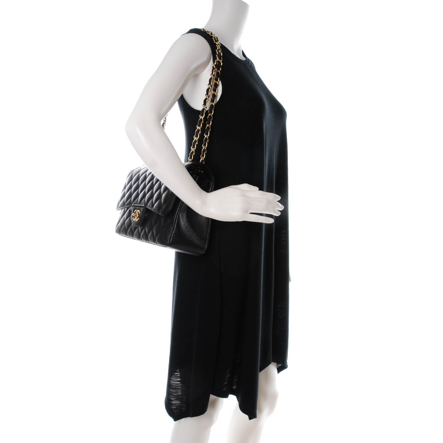 Chanel Caviar Quilted Jumbo Double Flap Black 2 of 8