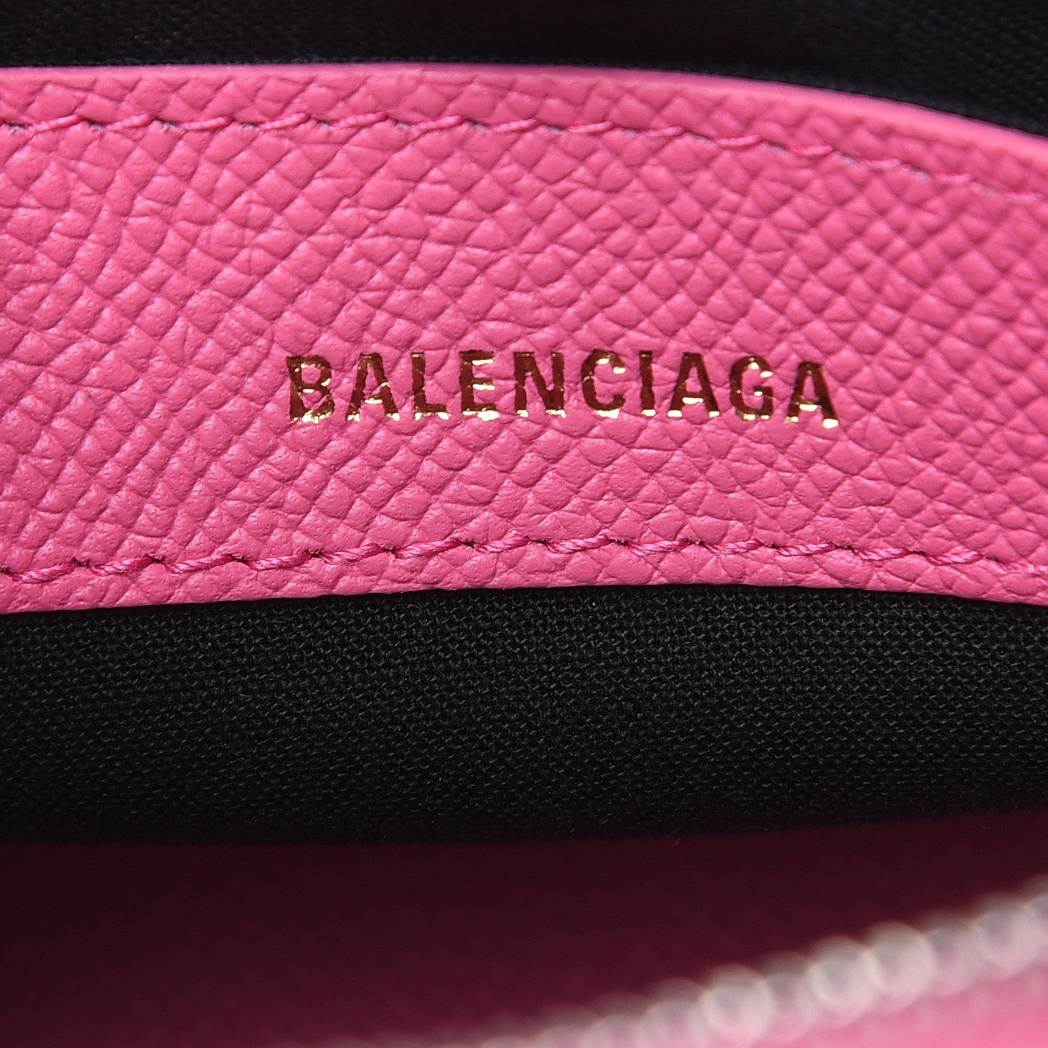 Balenciaga Signature Grained Calfskin Logo XXS Ville Top Handle Bag Rose Bubblegum Black 6 of 9