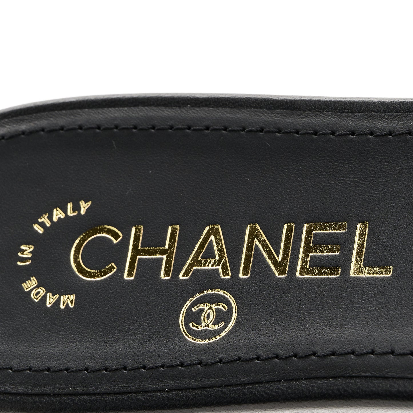 Lambskin Pearl Crystal CC Sandals 39.5 Black