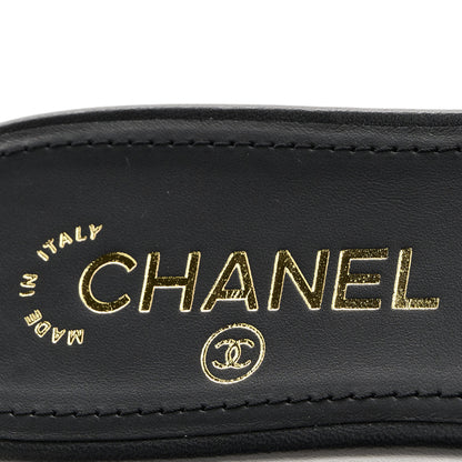 Chanel Lambskin Pearl Crystal CC Sandals 39.5 Black 7 of 9