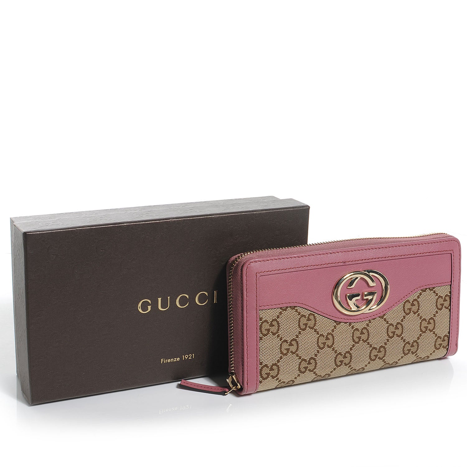Gucci Monogram Margaux Calfskin Sukey Zip Around Wallet Beige Ebony Vintage Rose 5 of 8