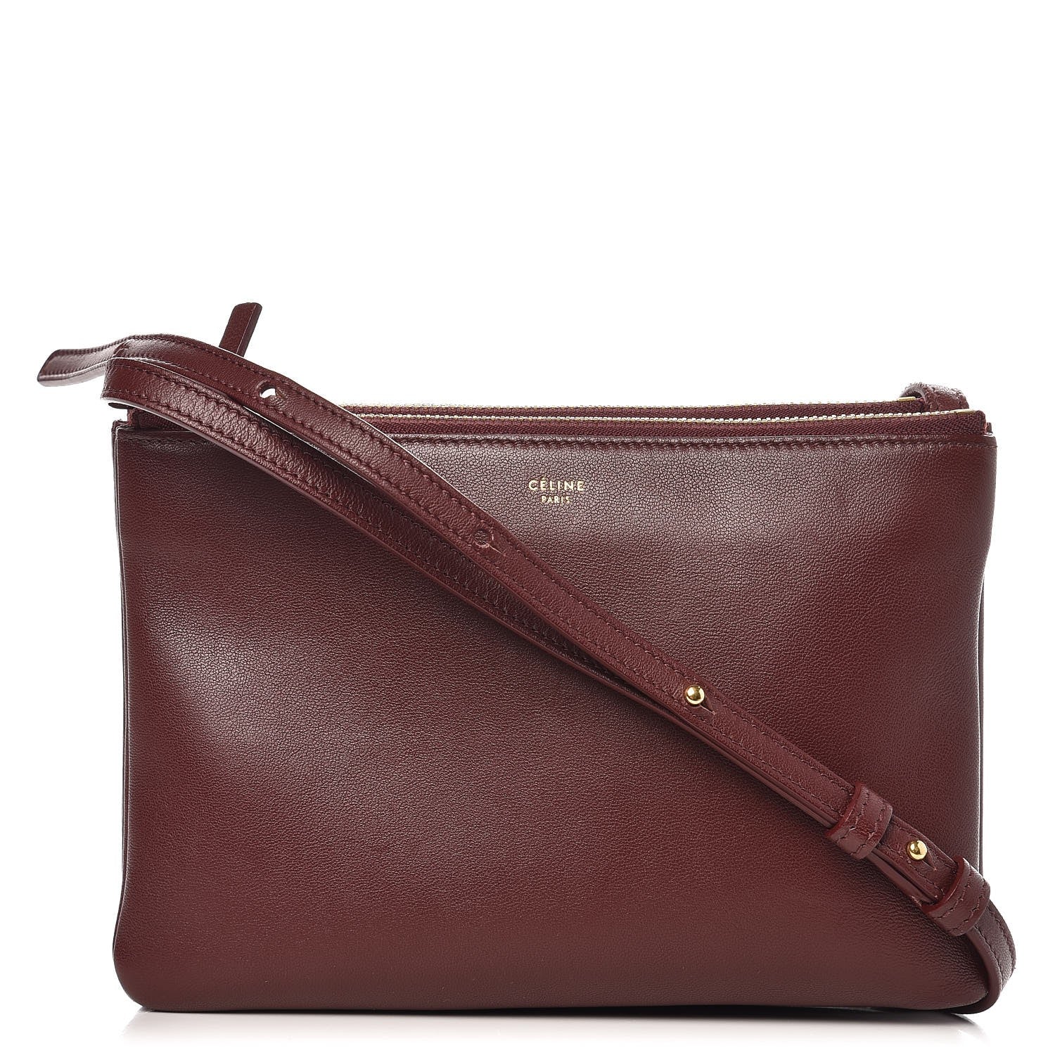 Celine Smooth Lambskin Small Trio Crossbody Bag Burgundy 1 of 11