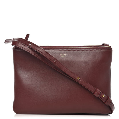 Celine Smooth Lambskin Small Trio Crossbody Bag Burgundy 1 of 11