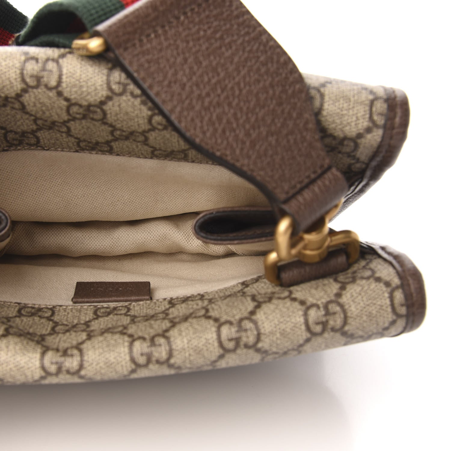 Gucci GG Supreme Monogram Web Small Neo Vintage Double Flap Messenger Bag Beige New Acero 9 of 11