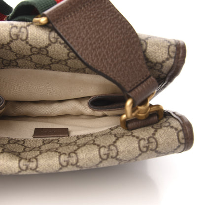 Gucci GG Supreme Monogram Web Small Neo Vintage Double Flap Messenger Bag Beige New Acero 9 of 11
