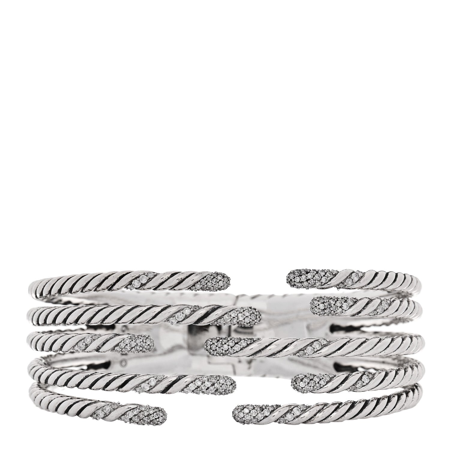 David Yurman Sterling Silver Diamond 5-Row Open Willow Bracelet 1 of 4