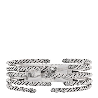 David Yurman Sterling Silver Diamond 5-Row Open Willow Bracelet 1 of 4