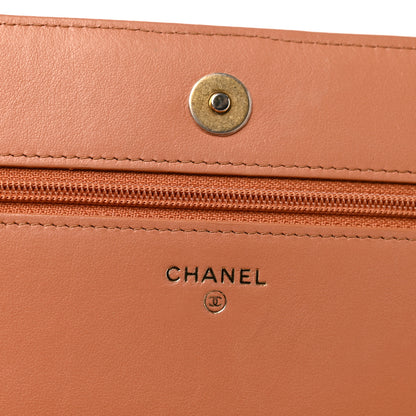 Chanel Lambskin Quilted Boy Wallet On Chain WOC Beige 6 of 14