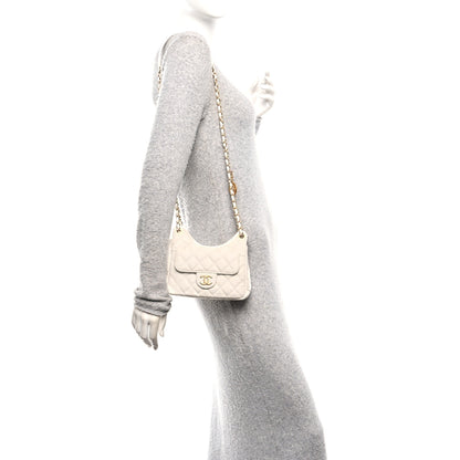 Chanel Caviar Quilted Small Wavy CC Hobo White 2 of 11