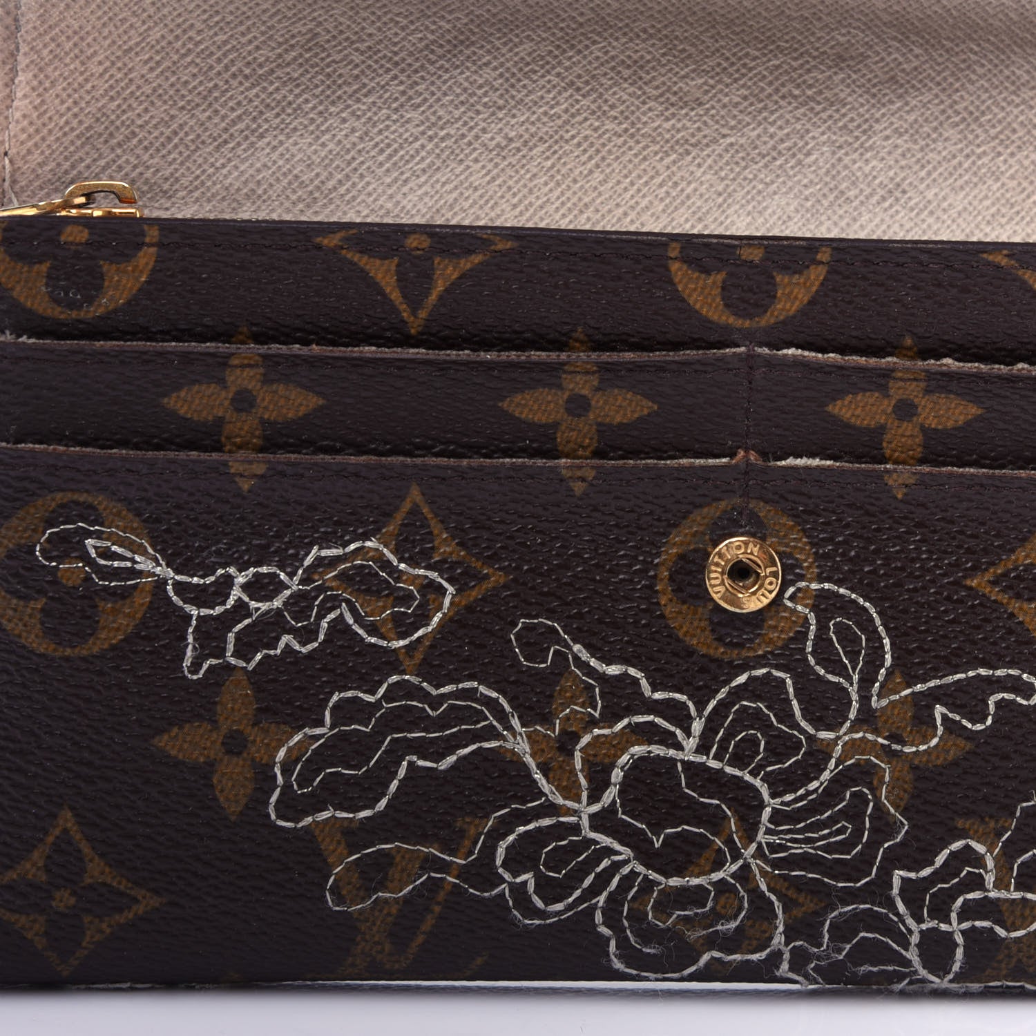 Louis Vuitton Monogram Dentelle Sarah Wallet Silver 8 of 11