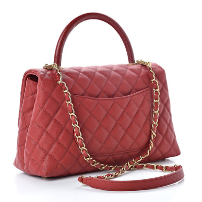 Chanel Caviar Lizard Embossed Quilted Small Coco Handle Flap Red 3 of 10
