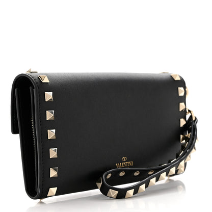 Valentino Garavani Calfskin Rockstud Wristlet Travel Wallet Black 3 of 8