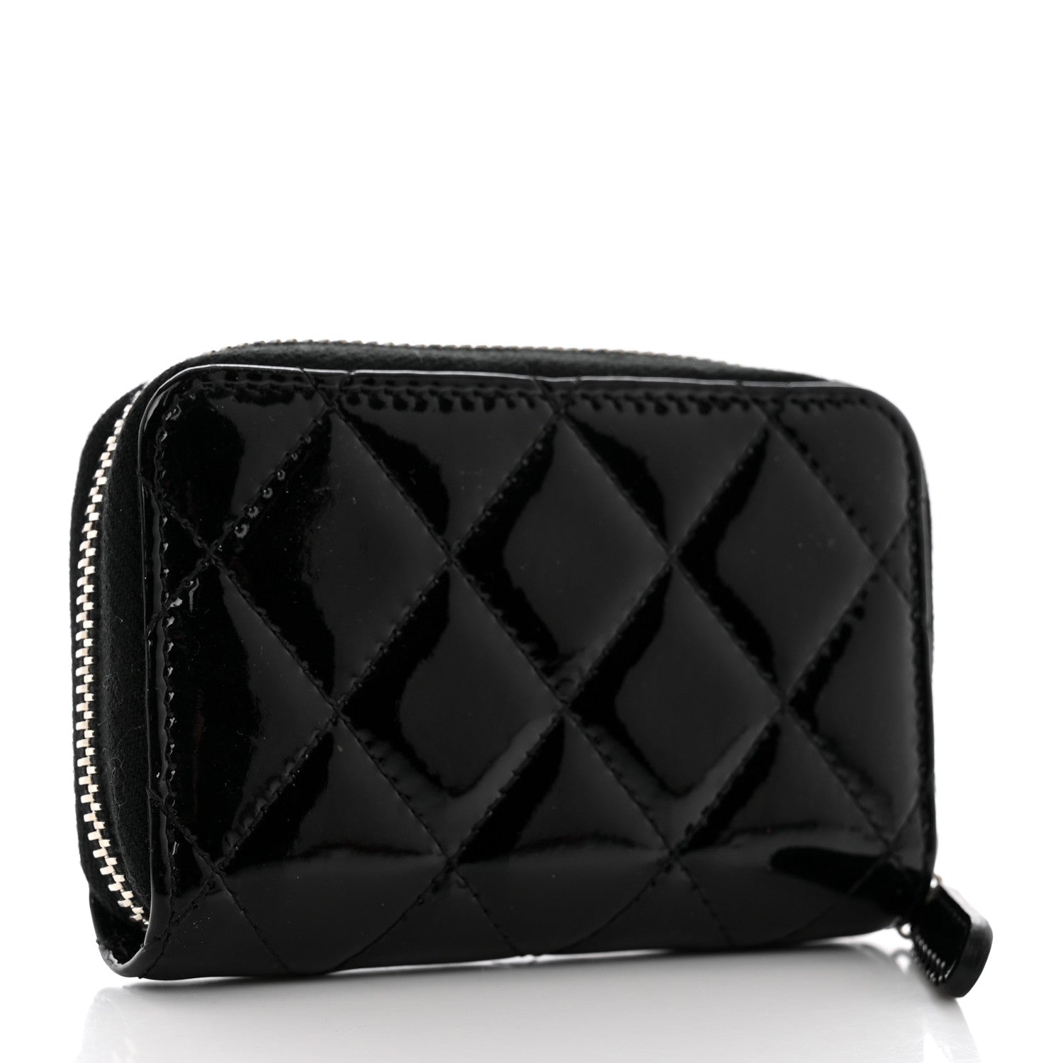Chanel Patent Calfskin Quilted Zip Coin Purse Black 3 of 7