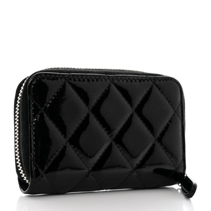 Chanel Patent Calfskin Quilted Zip Coin Purse Black 3 of 7