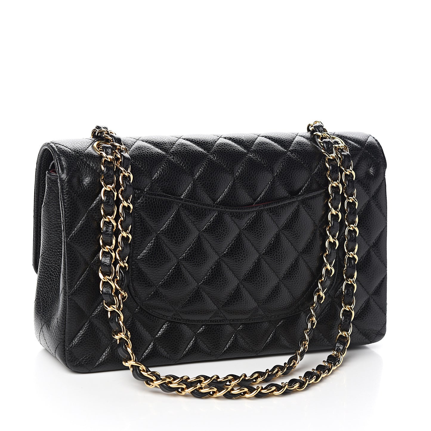 Caviar Quilted Medium Double Flap Black