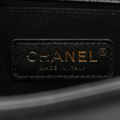 Chanel Lambskin Enamel Quilted Pearl Crush Wallet On Chain WOC Black 6 of 11