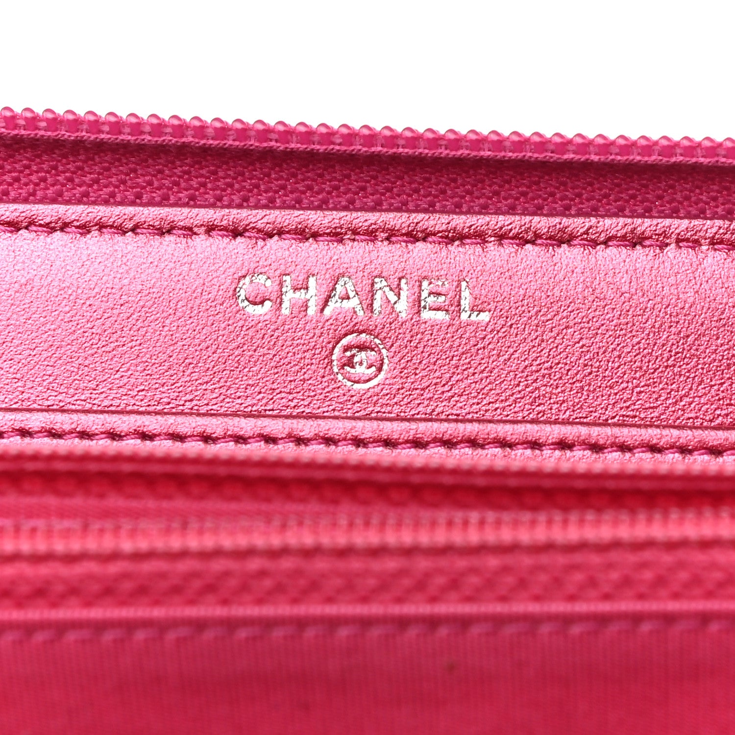 Chanel Metallic Patent Calfskin Quilted Boy L-Gusset Zip Wallet Pink 6 of 10