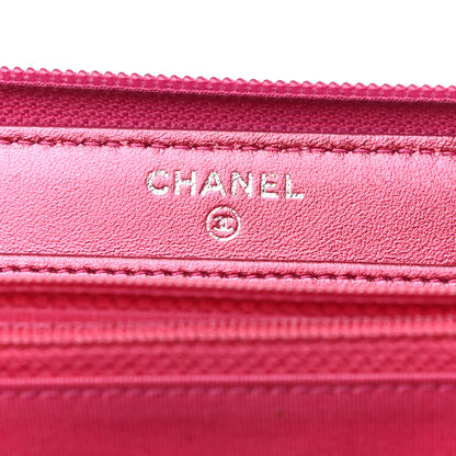 Chanel Metallic Patent Calfskin Quilted Boy L-Gusset Zip Wallet Pink 6 of 10