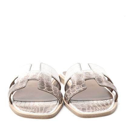 Hermes Matte Niloticus Crocodile Himalaya Oran Sandals 39 Blanc 2 of 8