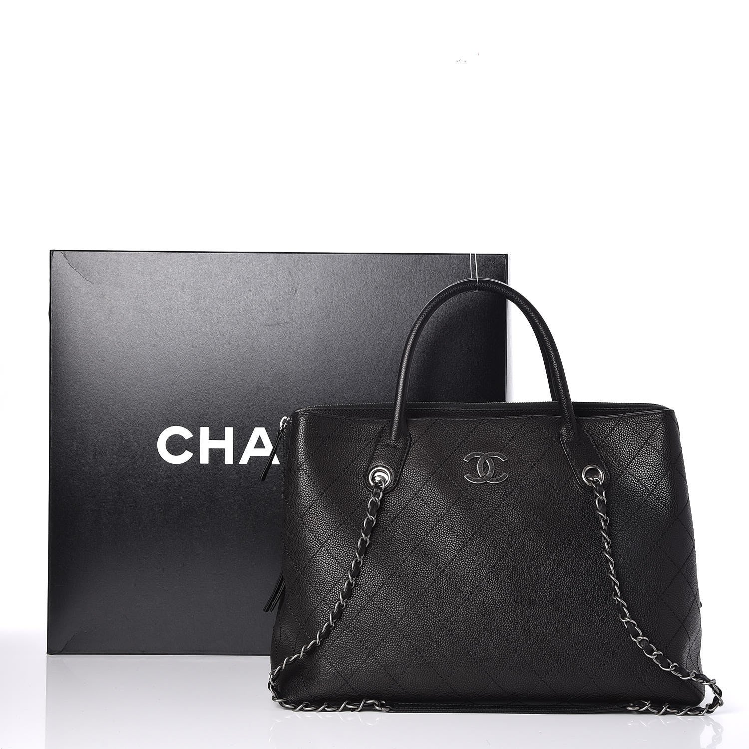 Chanel Grained Vegetal Calfskin Urban Shopping Tote Black 9 of 9