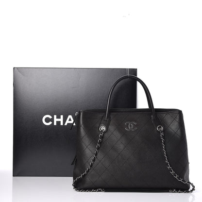 Chanel Grained Vegetal Calfskin Urban Shopping Tote Black 9 of 9