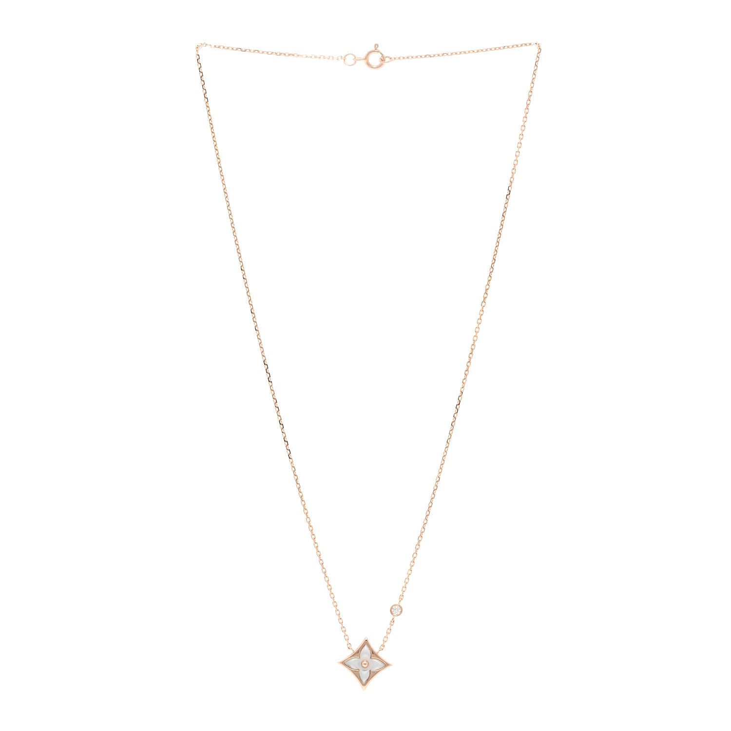 Louis Vuitton 18K Pink Gold Diamond Mother of Pearl Color Blossom BB Star Pendant Necklace 3 of 5