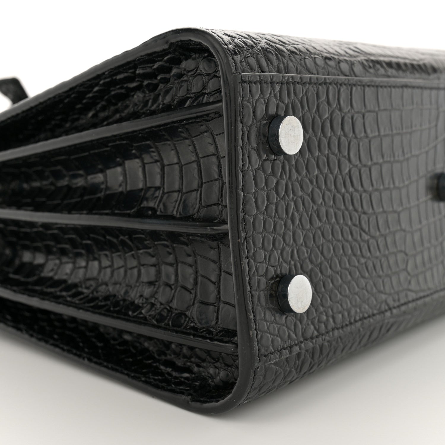 Saint Laurent Calfskin Crocodile Embossed Baby Sac De Jour Black 9 of 17