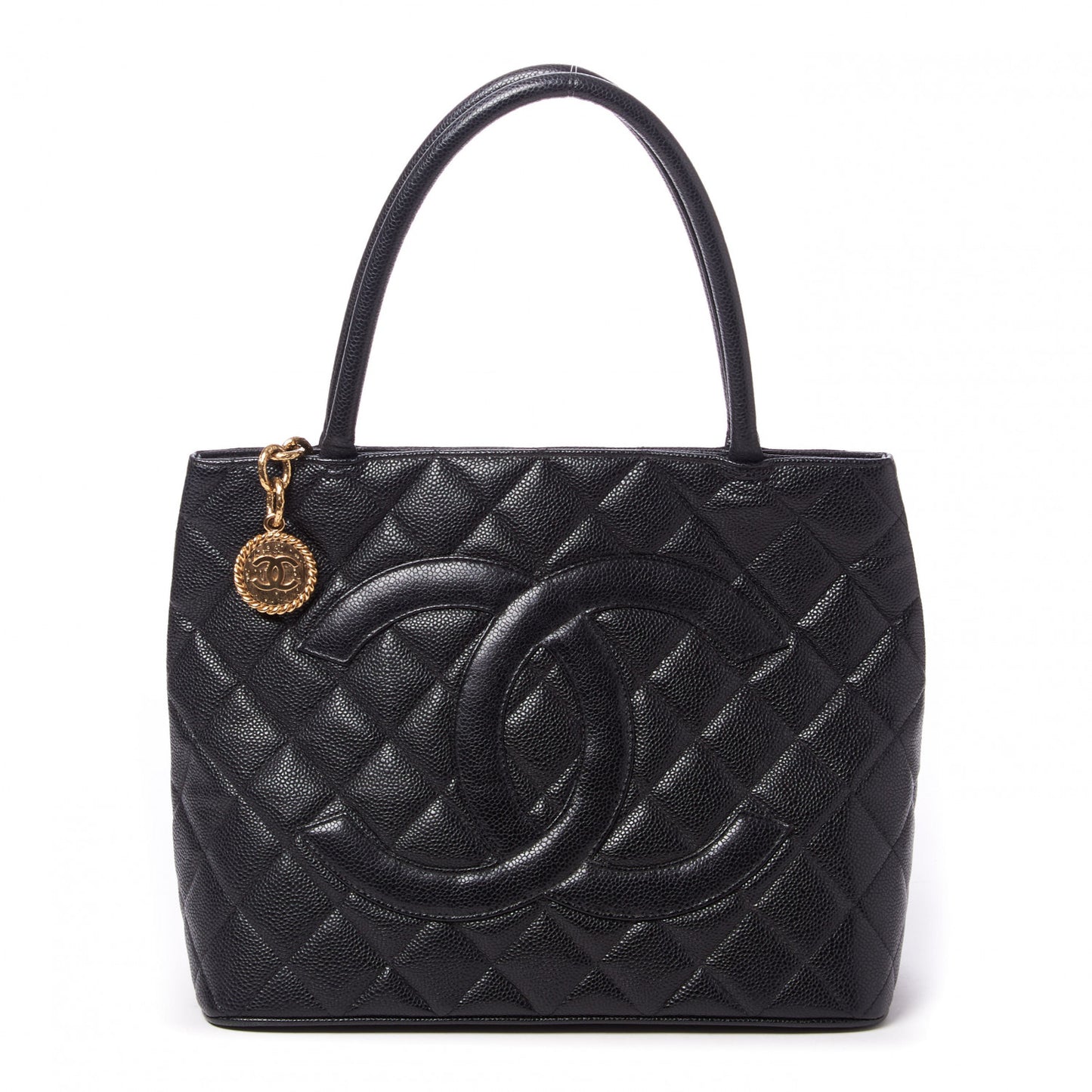 Caviar Quilted Medallion Tote Black