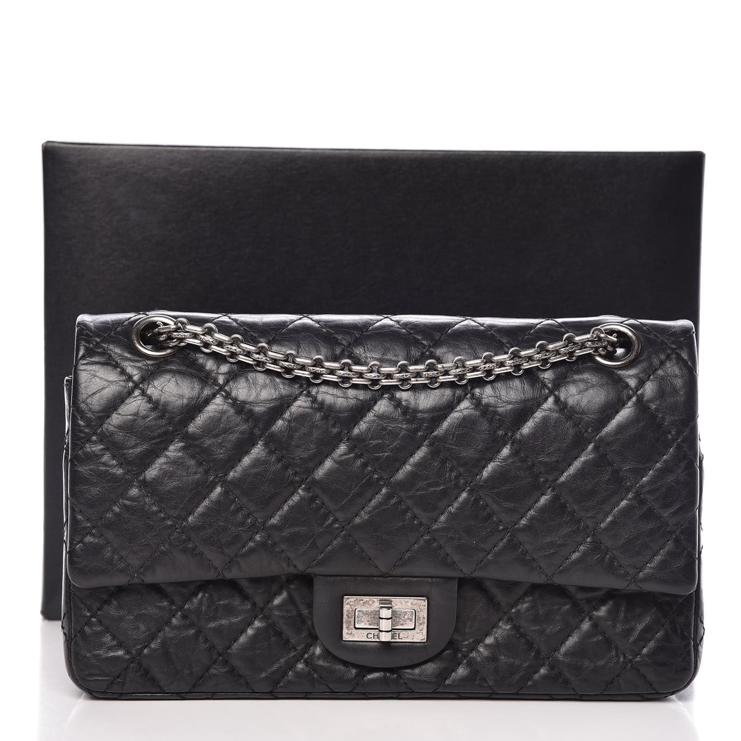 Aged Calfskin Quilted 2.55 Reissue 225 Flap Black
