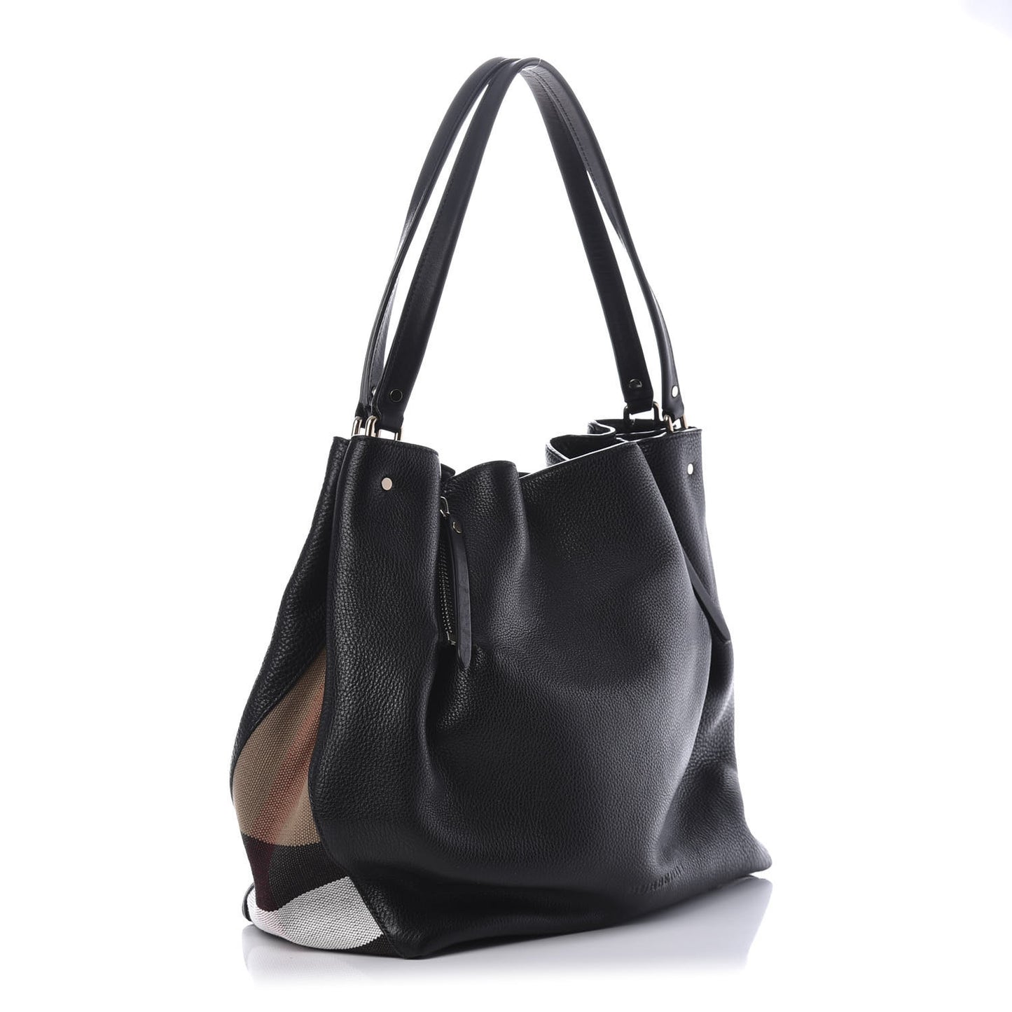 Grainy Calfskin House Check Medium Maidstone Black