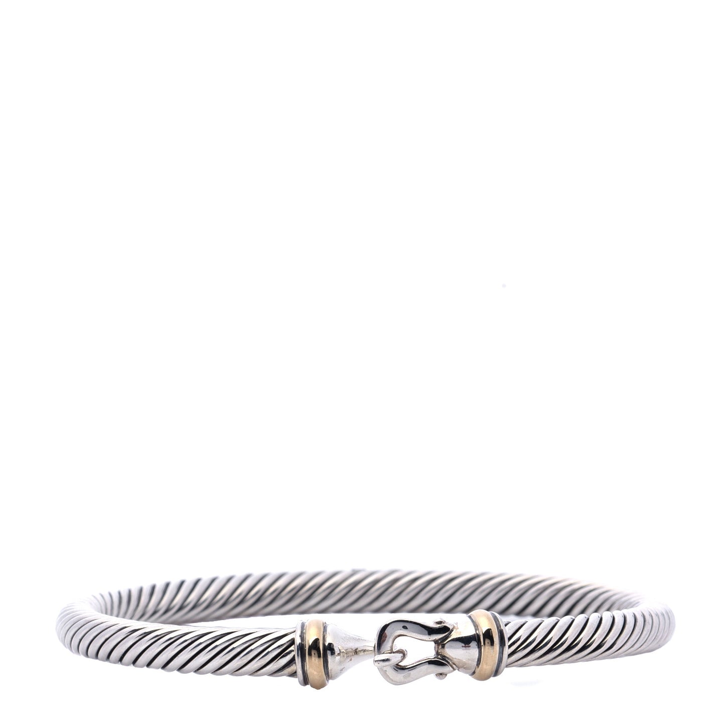 Sterling Silver 18K Yellow Gold 5mm Cable Classic Buckle Bracelet