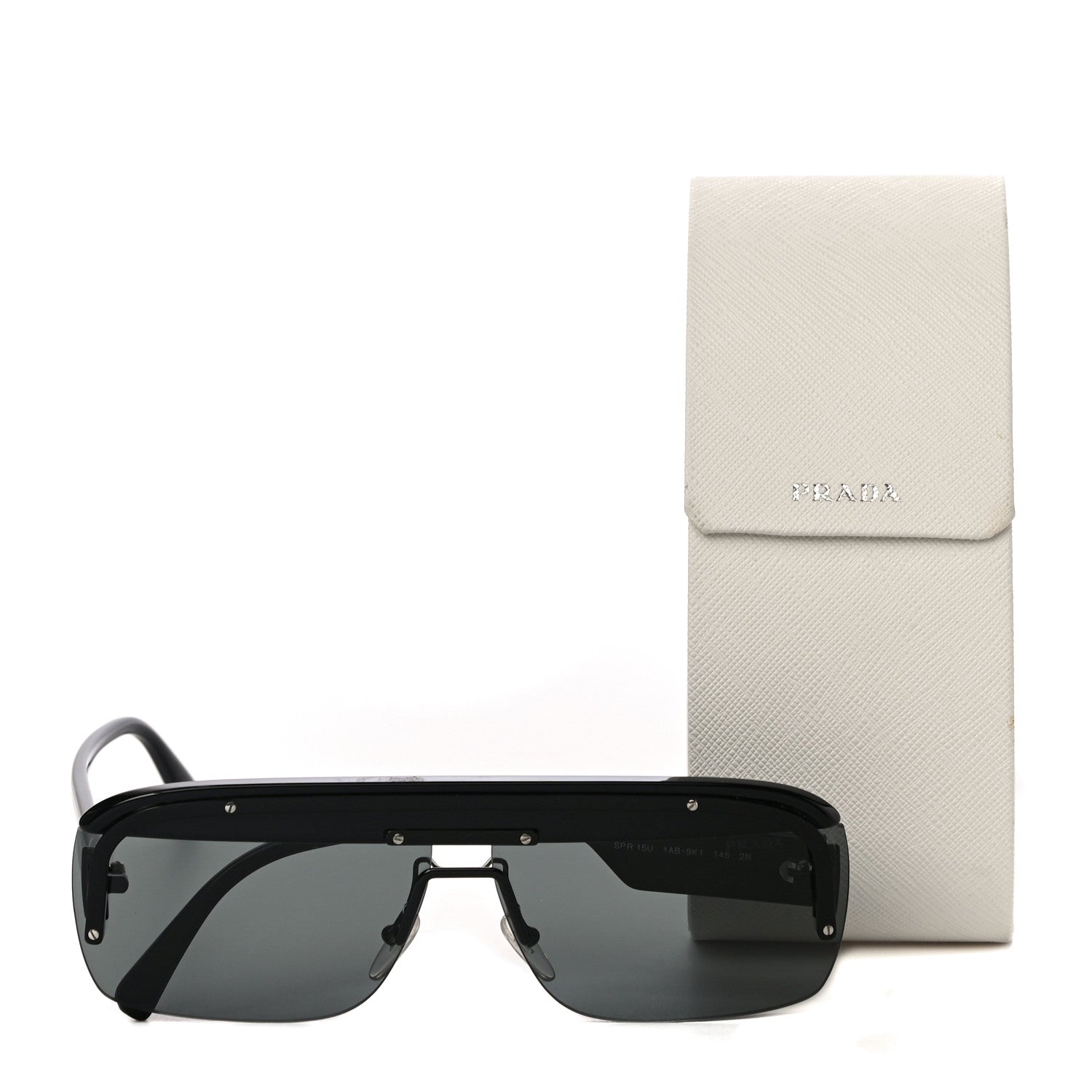 Prada Rectangular Sunglasses SPR 15U Black 7 of 7